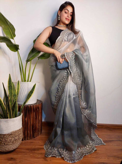 Organza  Sarees Rvsg Sanskruti Sequence  Saree