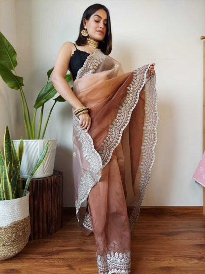 Organza  Sarees Rvsg Sanskruti Sequence  Saree