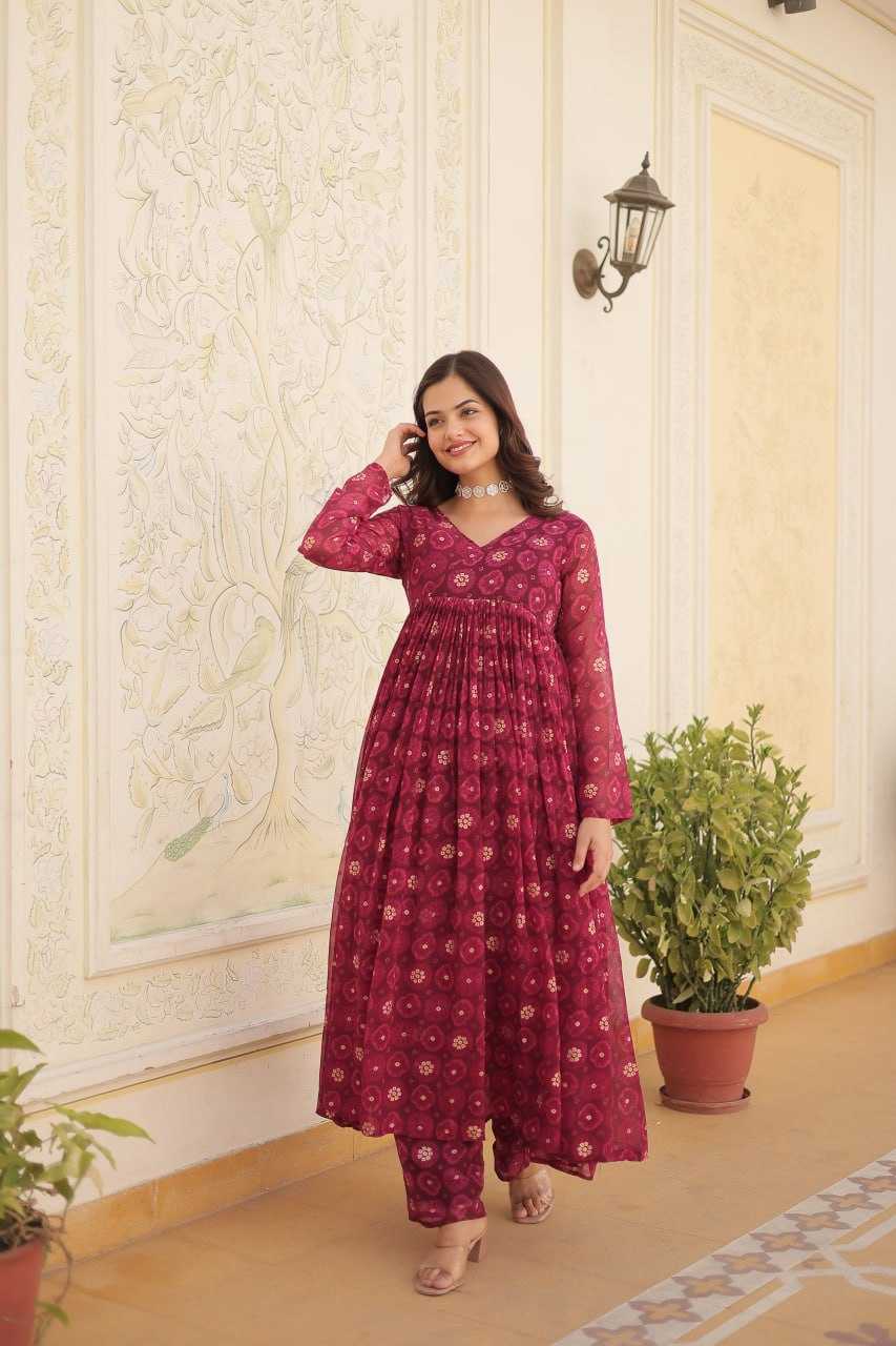 Faux Georgette Kesh133 1096 Suits & Dresses  Long Printed Georgette Anarkali Kurtis