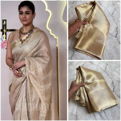 Banarasi Silk Kesh131 Nayanthara Tissue Silk Sarees  Banarasi Silk Soft Silk Traditional Silk Sarees With Gold Borders Golden Silk Sarees