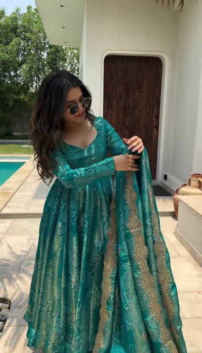 Banarasi Soft Silk Kesh141 172 Gowns  Printed Anarkali Party Wear Long Diwali Collections Gowns