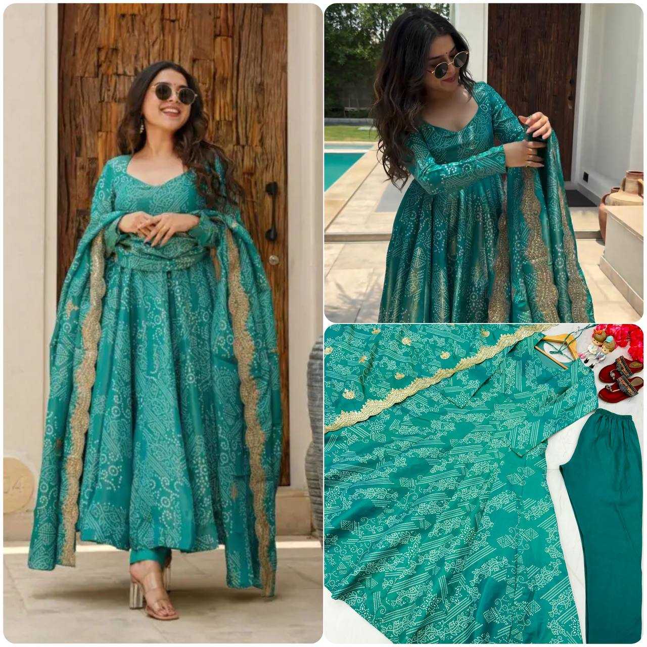 Banarasi Soft Silk Kesh141 172 Gowns  Printed Anarkali Party Wear Long Diwali Collections Gowns