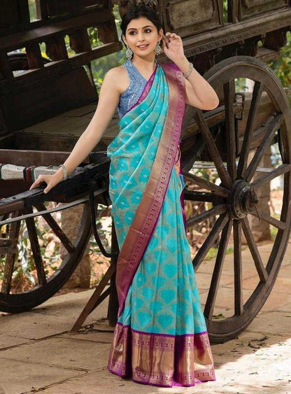 Banarasi Soft Silk Ras Kajal Silk Sarees  Banarasi Silk Soft Silk Traditional Saree E