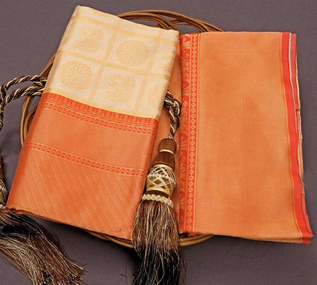 Banarasi Soft Silk Ras Orange Box Silk Sarees  Banarasi Silk Soft Silk Traditional Saree E