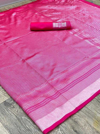 Banarasi Soft Silk Ras Pinky  Silk Sarees  Banarasi Silk Soft Silk Traditional Sarees