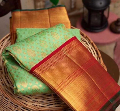 Banarasi Soft Silk Ras Pista Flower Silk Sarees  Banarasi Silk Soft Silk Traditional Sarees