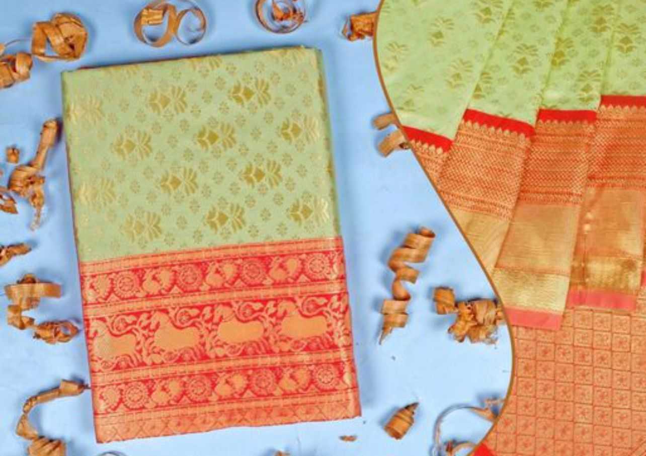 Banarasi Soft Silk Ras Pista Flower Silk Sarees  Banarasi Silk Soft Silk Traditional Sarees