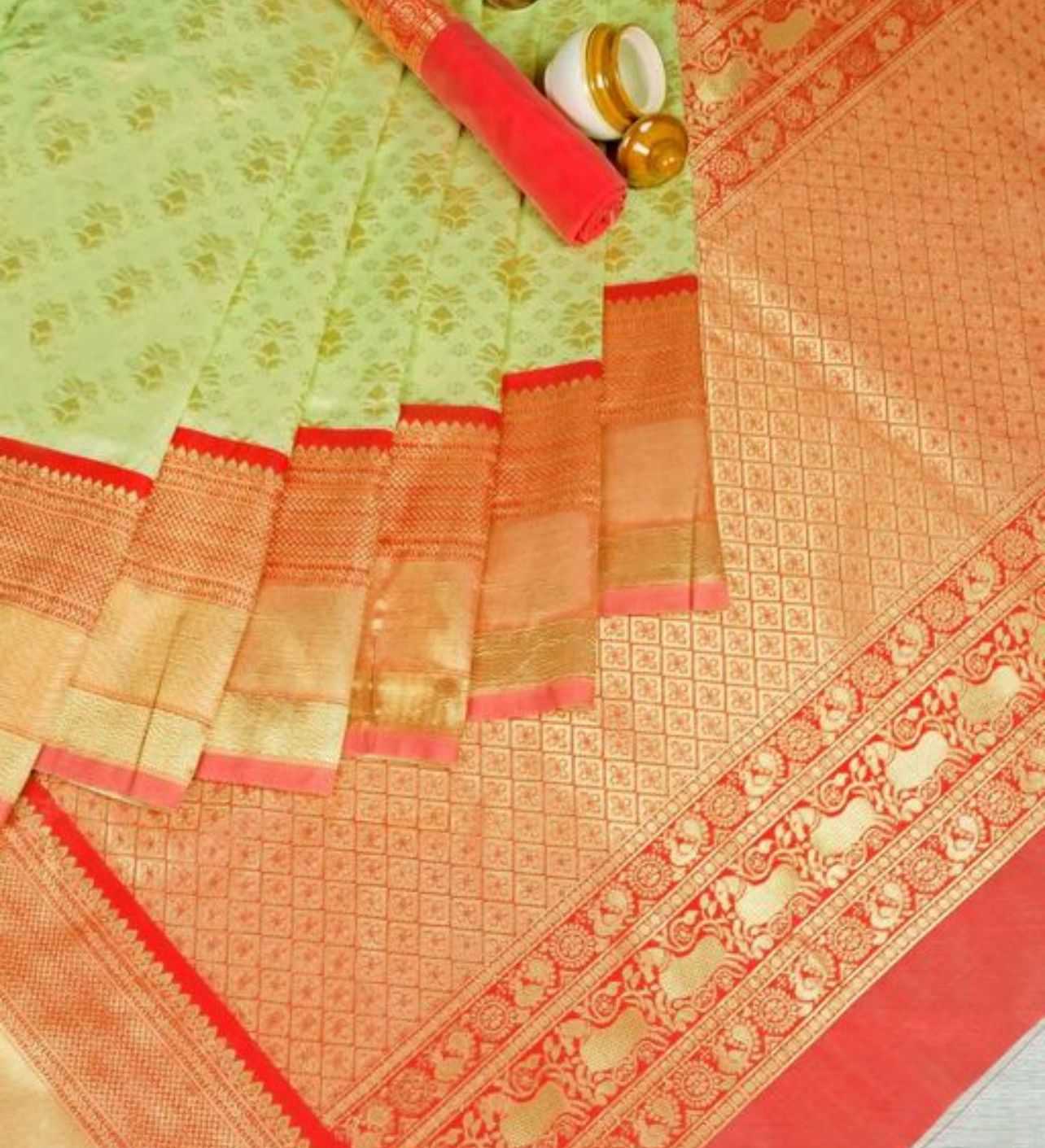 Banarasi Soft Silk Ras Pista Flower Silk Sarees  Banarasi Silk Soft Silk Traditional Sarees