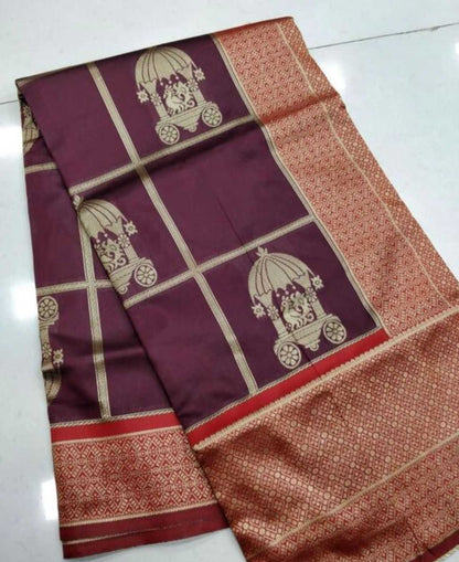 Banarasi Soft Silk Ras Tempal Silk Sarees  Banarasi Silk Soft Silk Traditional Sarees