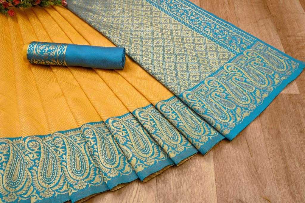 Banarasi Soft Silk Ras Vinayak Yellow Silk Sarees  Banarasi Silk Soft Silk Traditional Sarees