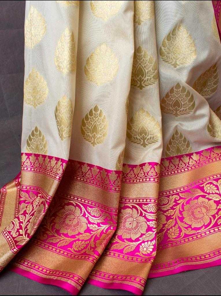 Banarasi Soft Silk Ras White Butta Silk Sarees  Banarasi Silk Soft Silk Traditional Sarees