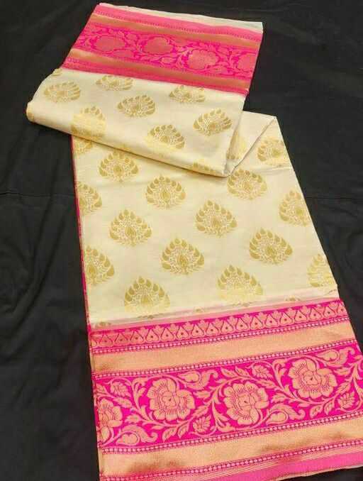 Banarasi Soft Silk Ras White Butta Silk Sarees  Banarasi Silk Soft Silk Traditional Sarees