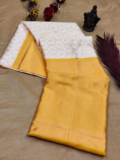 Banarasi Soft Silk Ras Yellow Gold Silk Sarees  Banarasi Silk Soft Silk Art Silk Sarees