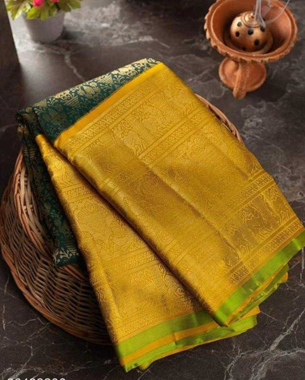 Banarasi Soft Silk Ras Yellow Pallavi Silk Sarees  Banarasi Silk Soft Silk Traditional Sarees