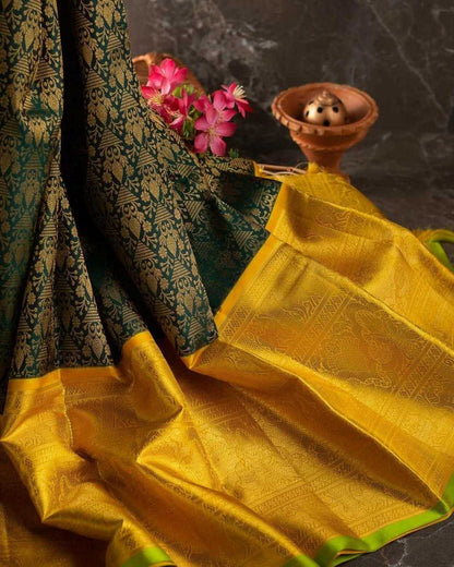 Banarasi Soft Silk Ras Yellow Pallavi Silk Sarees  Banarasi Silk Soft Silk Traditional Sarees