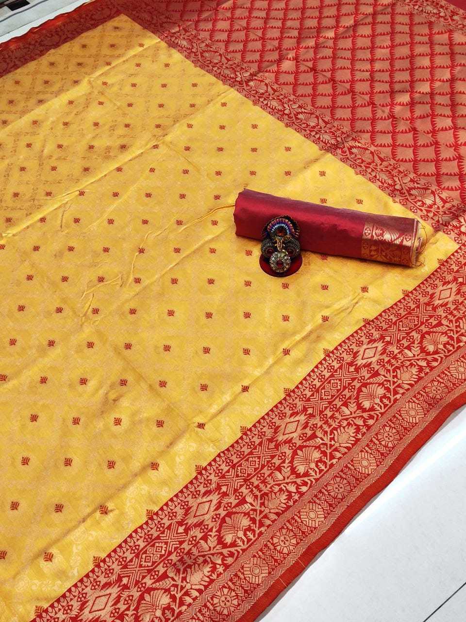 Banarasi Soft Silk Ras Yellow Pari Silk Sarees  Banarasi Silk Soft Silk Traditional Sarees