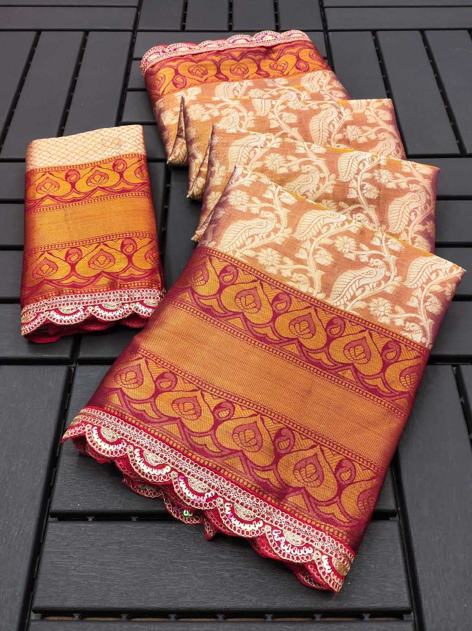 Banarasi Soft Silk Rie Lace Morni Silk Sarees  Banarasi Silk Soft Silk Sarees