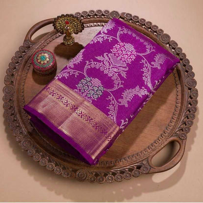 Banarasi Soft Silk Rin188 Roopam8 Silk Sarees  Banarasi Silk Pure Zari Silk Purple Silk Wedding Outfits Sarees