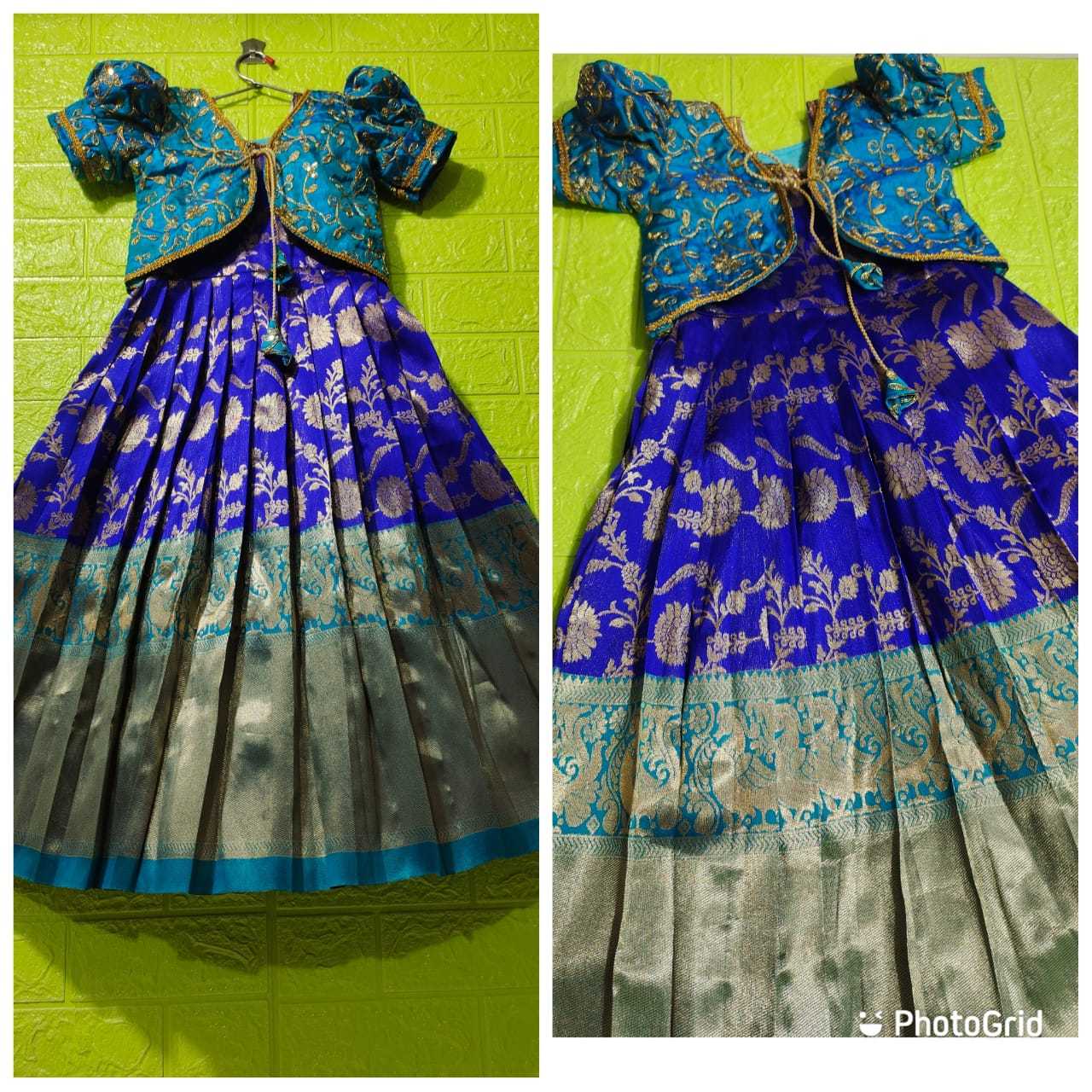 Banarasi Soft Silk Rpvr Fabric Kids Wear  Kids Gowns