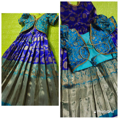 Banarasi Soft Silk Rpvr Fabric Kids Wear  Kids Gowns