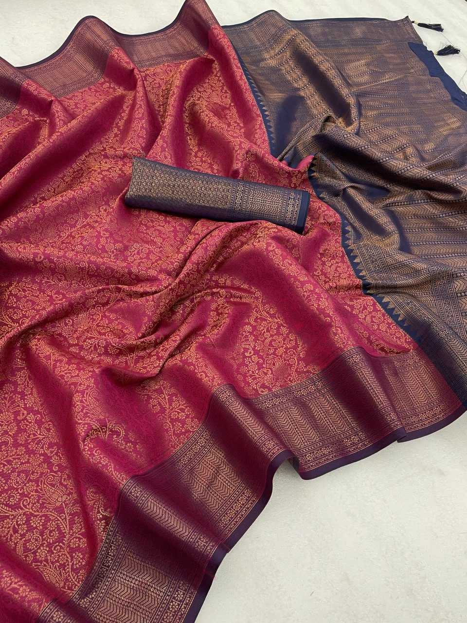 Banarasi Soft Silk Rud Blouse  Sarees