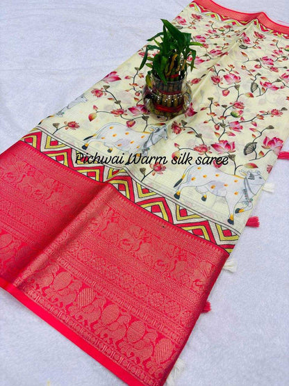 Banarasi Warm Silk Rie 08 Sarees  Printed Ladies Kalamakri Sarees