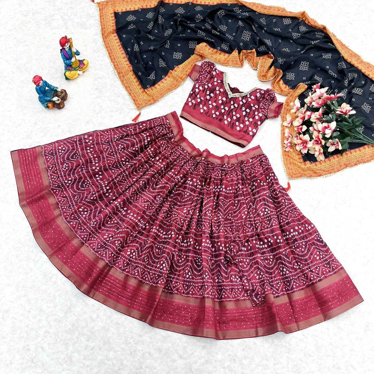 Bandhani Silk Rin115 Ref35 Kids Wear  Kids Lehengas