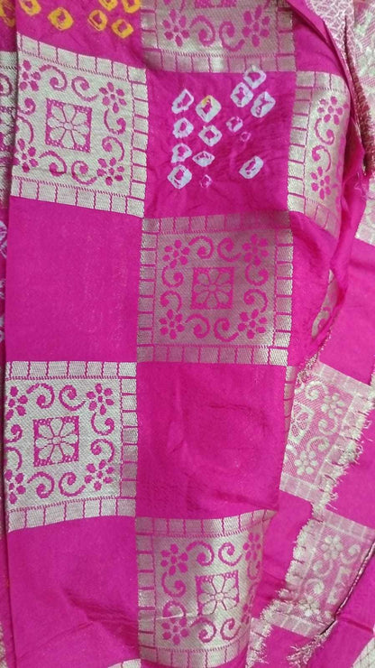 Bandhani Silk Rin144 Anupama Sarees  Bandhani Bandhej Zari Border Printed Sarees