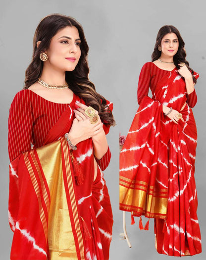 Bandhani Silk Srrt Shibori Sarees  Printed Ladies Bandhani Bandhej Sarees