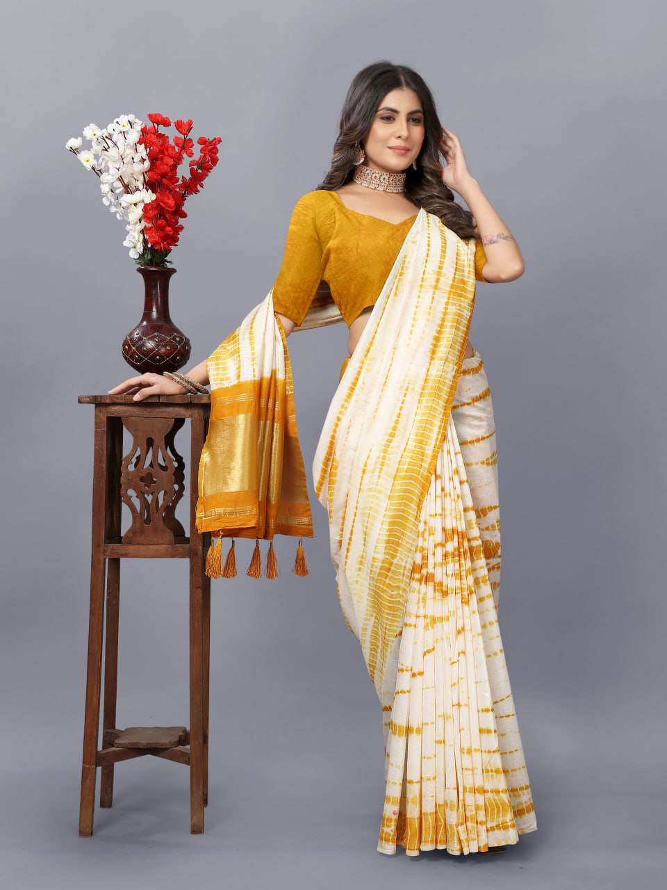 Bandhani Silk Srrt Shibori Sarees  Printed Ladies Bandhani Bandhej Sarees