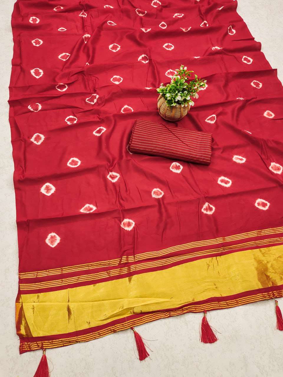 Bandhani Silk Srrt Shibori1 Sarees  Printed Ladies Bandhani Bandhej Sarees