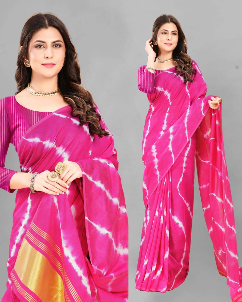 Bandhani Silk Srrt Shibori2 Sarees  Printed Ladies Bandhani Bandhej Sarees