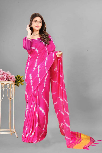 Bandhani Silk Srrt Shibori2 Sarees  Printed Ladies Bandhani Bandhej Sarees