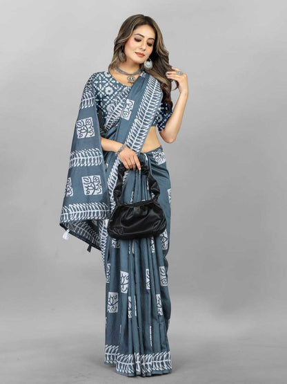 Batik Srrt Hand Wax Batik Sarees  Printed Ladies Batik Sarees