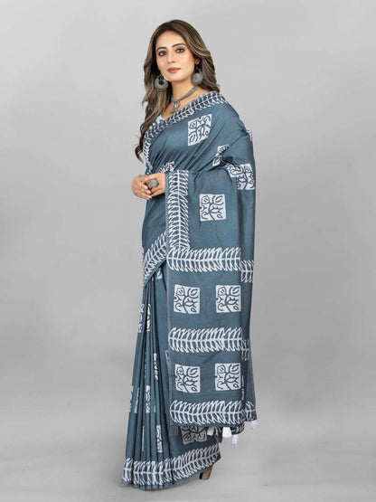 Batik Srrt Hand Wax Batik Sarees  Printed Ladies Batik Sarees