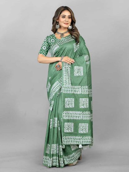 Batik Srrt Hand Wax Batik2 Sarees  Printed Ladies Batik Sarees