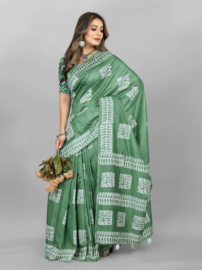 Batik Srrt Hand Wax Batik2 Sarees  Printed Ladies Batik Sarees