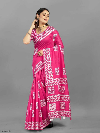 Batik Srrt Hand Wax Batik3 Sarees  Printed Ladies Batik Sarees