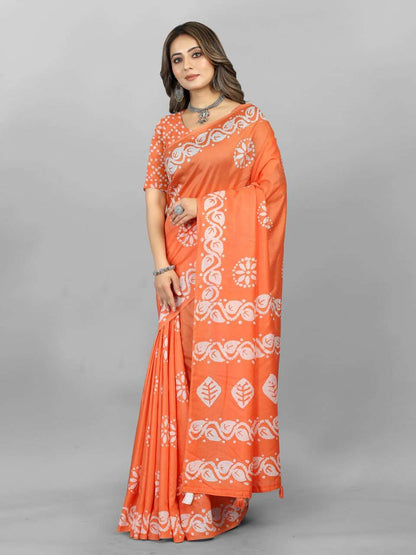 Batik Srrt Hand Wax Batik3 Sarees  Printed Ladies Batik Sarees