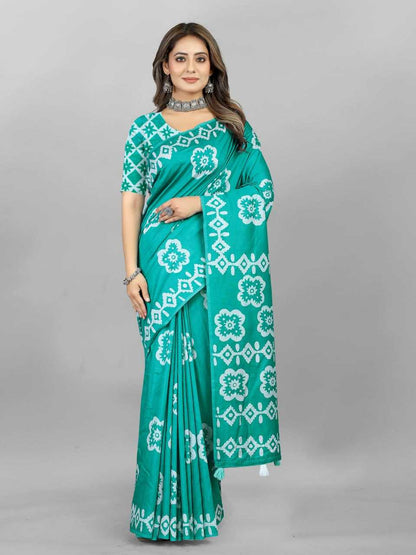 Batik Srrt Hand Wax Batik5 Sarees  Printed Ladies Batik Sarees