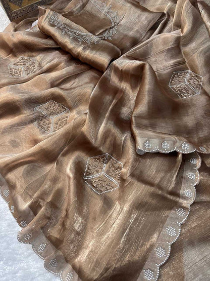 Burberry Silk Kesh162 Vrt80 Sarees  Fancy Work Cutwork Silk Sarees