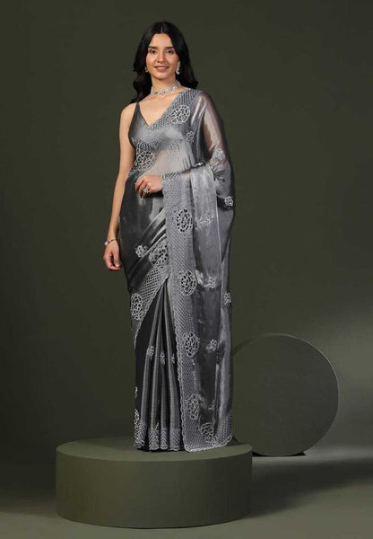 Burberry Silk Kesh189  Vedaa Sarees  Jimmy Choo Stone Work Cutwork Silk Sarees