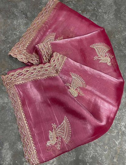 Burberry Silk Rin110 30 Sarees  Fancy Work Embroidered Cutwork Sarees