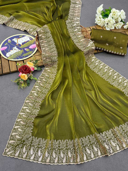 Burberry Silk Rin202 558 Sarees  Silk Party Wear Zari Embroidered Sarees