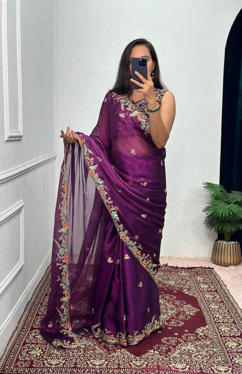 Burberry Silk Rst 472 Sarees  Fancy Embroidered Party Wear Sarees