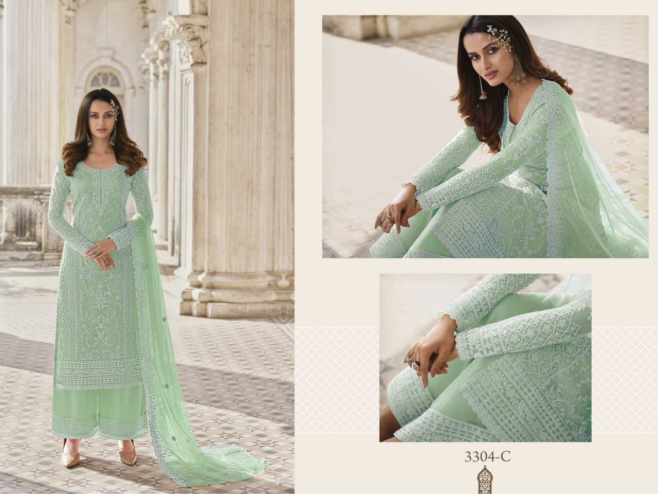 Butterfly Net Kal 3304 Suits & Dressess  Embroidery Semi Stitched Net Suits