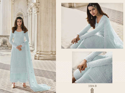 Butterfly Net Kal 3304 Suits & Dressess  Embroidery Semi Stitched Net Suits