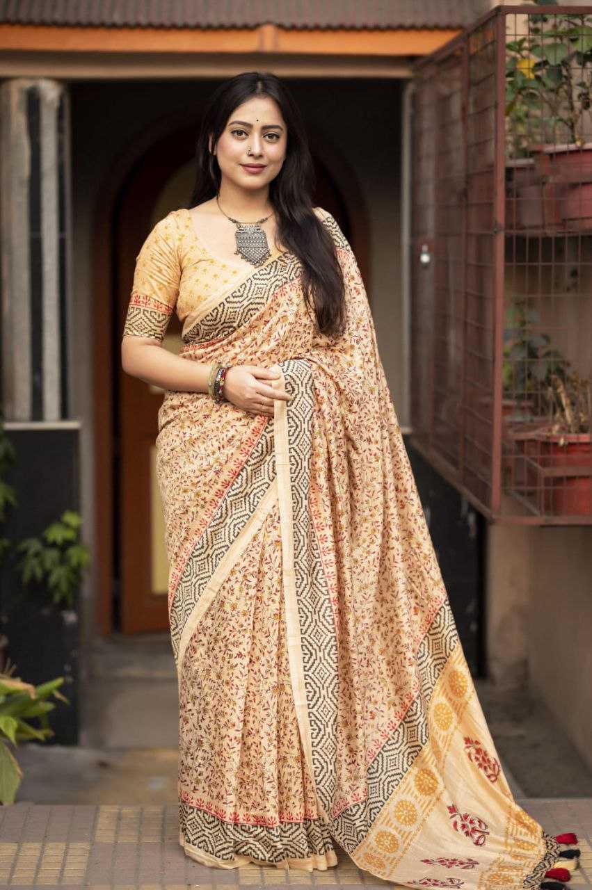 Chanderi Cotton Kesh118 115 Sarees  Printed Cotton Linen Chanderi Block Printed Sarees