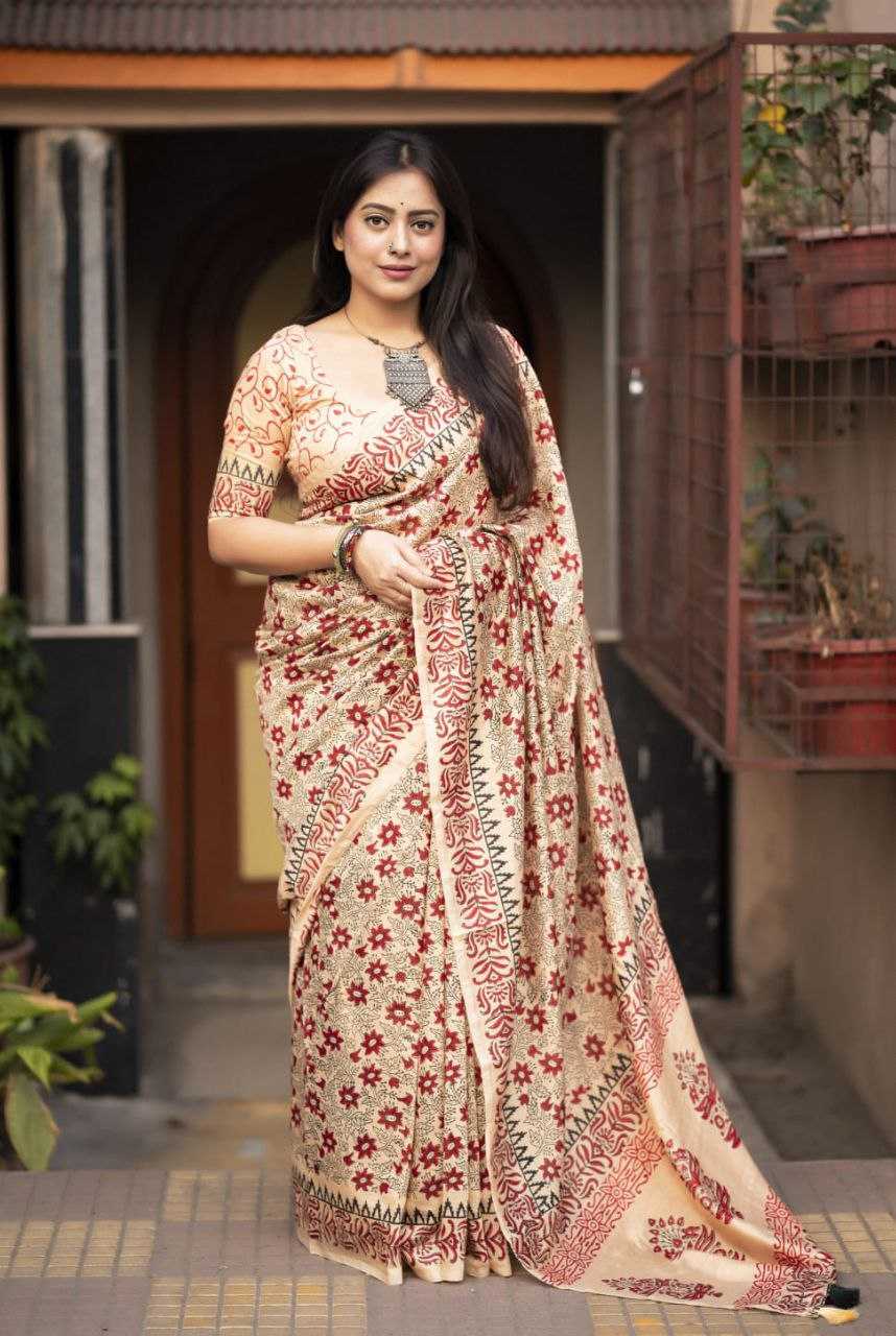 Chanderi Cotton Kesh118 115 Sarees  Printed Cotton Linen Chanderi Block Printed Sarees