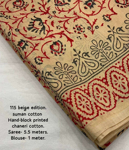 Chanderi Cotton Kesh118 115 Sarees  Printed Cotton Linen Chanderi Block Printed Sarees